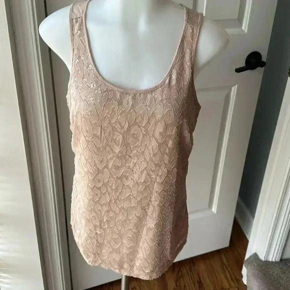 Size S cream sequin leopard tank from The Limited - Picture 1 of 4